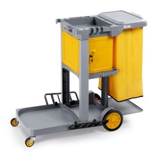 Cleaning Trolley On Wheels w/ Lock&Door Janitorial Storage Cart for Housekeeping