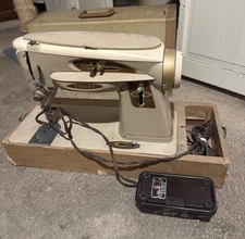 Vintage 1960s SINGER 503 A Sewing Machine & Model 503A W/ Box Pedal Working