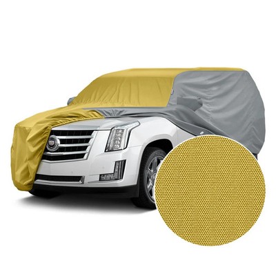 For Volvo EX40 25 WeatherShield HP Two-Tone Yellow Custom Car Cover w Gray Sides