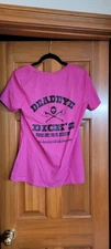 Deadeye Dick's T- Shirt Woman Large Ax Throwing Pink Next Level Apparel 