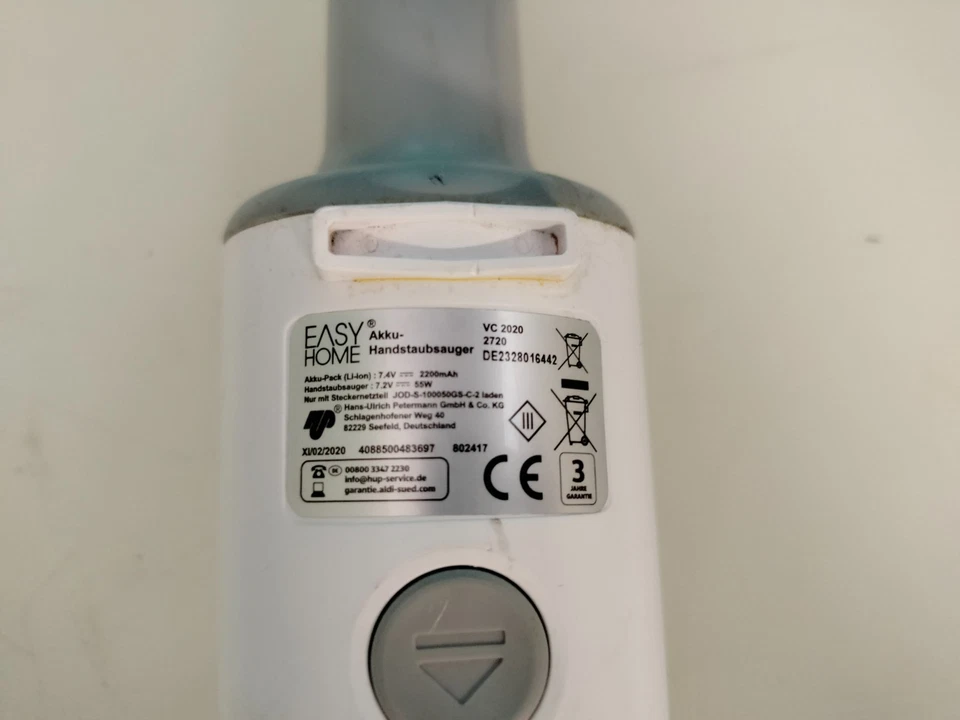 EASY HOME Akku Handstaubsauger VC2020 2200mAh 55W Ladegerät defekt (U1 1142) - Bild 3 von 4