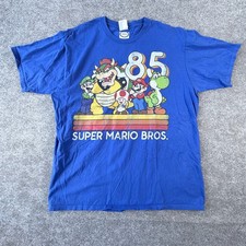 Port  Company T-Shirt Unisex XL Blue Nintendo Super Mario Bros 85 Graphic Retro