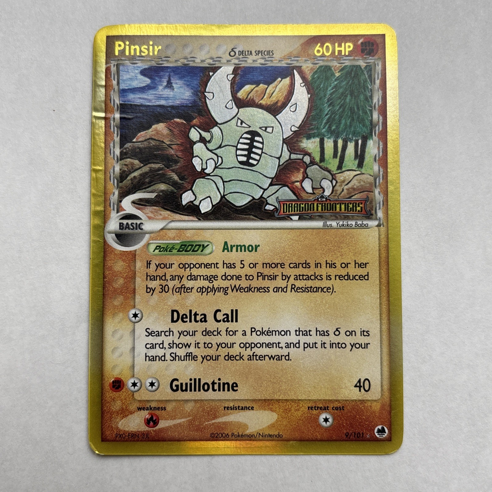 Pokemon - Pinsir 9/101 Dragon Frontiers Rare Holo Reverse Stamped - HP / DMG dd