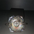 Fenton Carnival Glass Birds & Cherries Bon-Bon, Amethyst Bowl TwoHandle