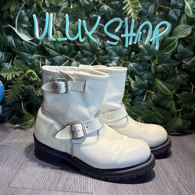 Vtg Skechers Leather Boots Motorcycle Moto Engineer Men 7 W8.5 Goth Steel Toe