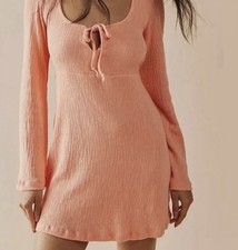 Free People Beach Brynne Tie-Front Mini Dress In Peach NWOT!! Size Small