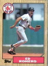1987 Topps Ed Romero #675 Boston Red Sox MLB Baseball Card SS 2B Wood Grain B...