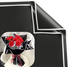 20 Sheets Double Sided Black Flower Wrapping Paper - Waterproof Florist Wrap
