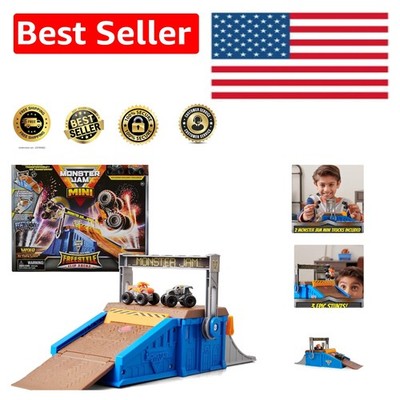 Monster Jam Mini Freestyle Flip Arena Playset   Two Trucks & Ramps Included