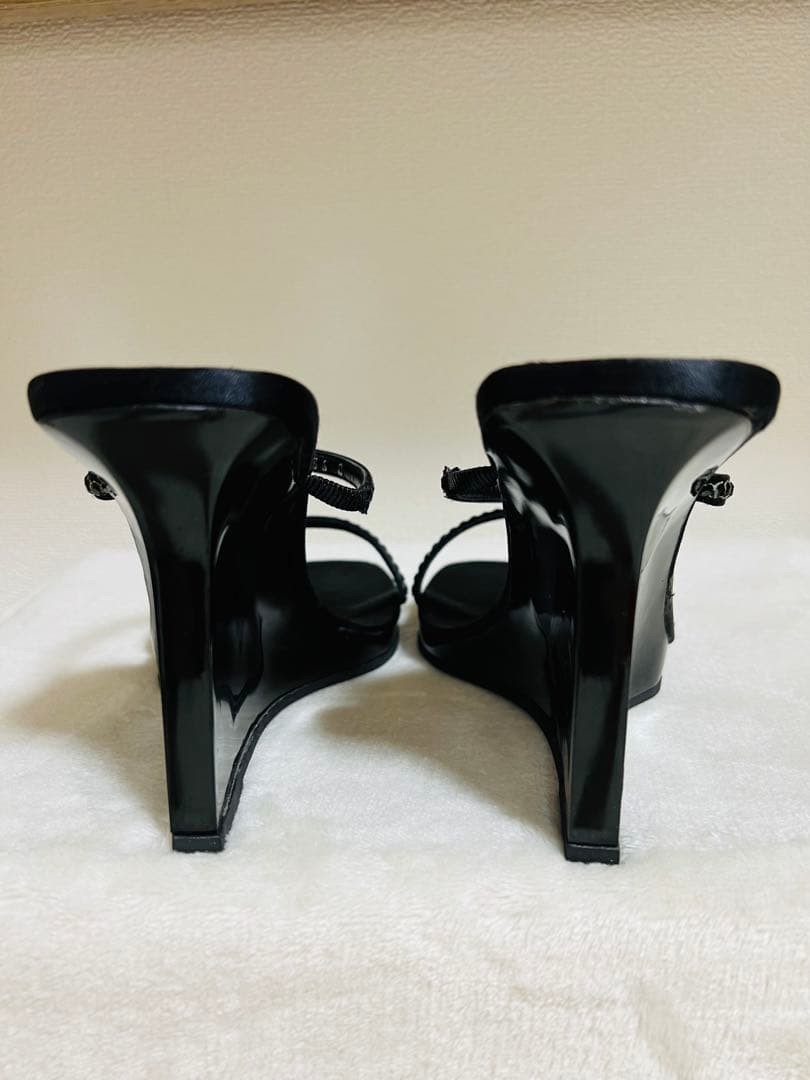 Gucci Wedge Heel Strappy Sandals Shoes Black Size 36 US About 6 For Women thumbnail 21