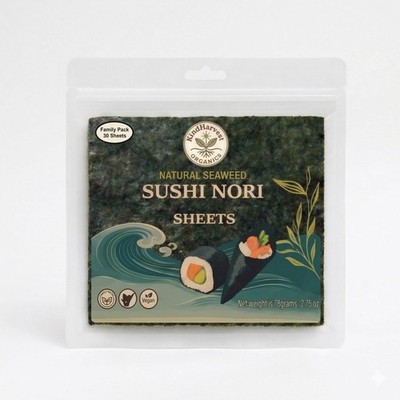 Sushi Nori Sheets 30 (78g) - Vegan, Gluten-Free, Perfect for & Snacks