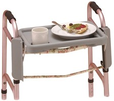 Folding Walker Tray Accessory Flip-Up Walker Tray with 2 Cup Holders for Fo...