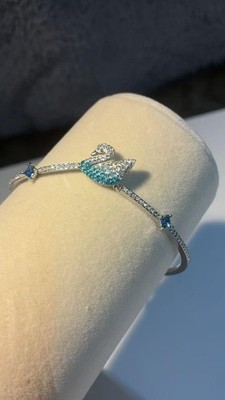Blue Swan Pendant Bracelet Made with Swarovski Elements, Holiday Gift