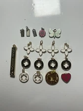 Louis Vuitton Gold LV Zipper Pull Bag Keychain Charm Authentic Set Of 18