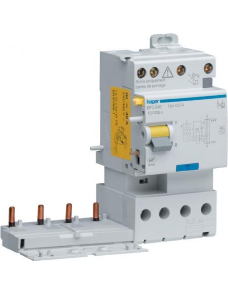 Hager BDC840 bloc différentiel type AC 40A 30mA avec raccordement double sortie