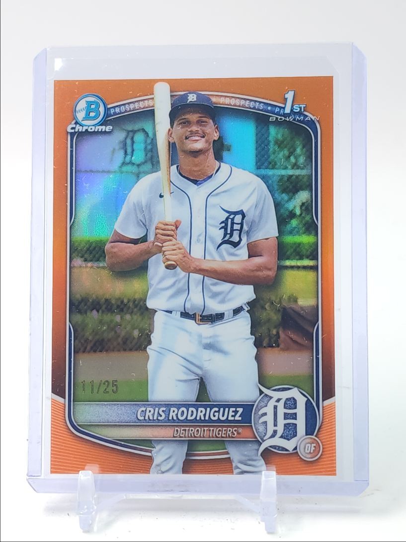 CRIS RODRIGUEZ 2025 BOWMAN CHROME 1ST ORANGE REFRACTOR TIGERS /25 Q5361