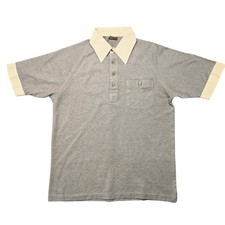 THANE Polo Shirt Mens M Blue Striped Pocket Contrasting Trim Cotton Polyester