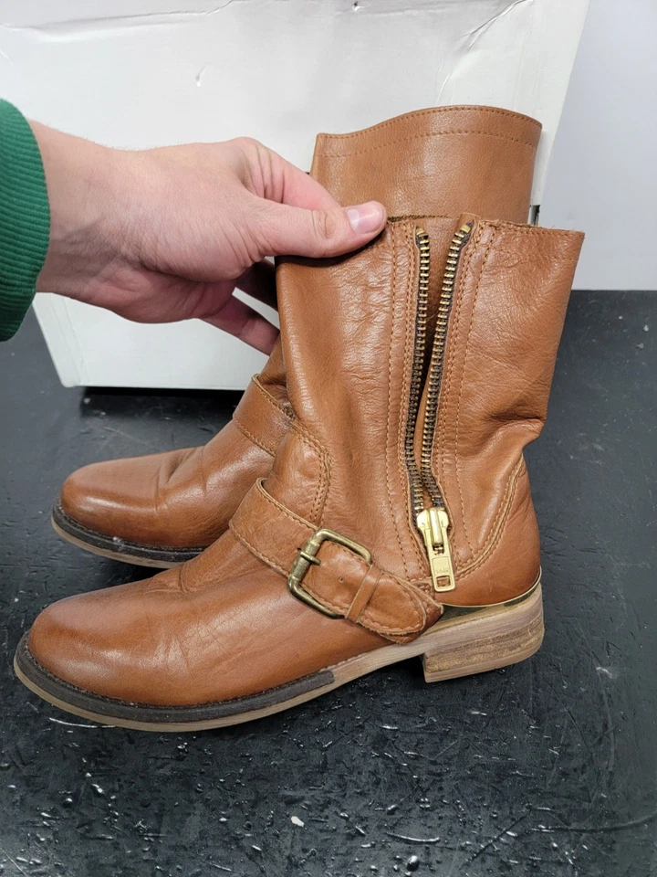 Nice Aldo Burkinafaso Leather Boots Tan Size 8 - Image 2 of 4
