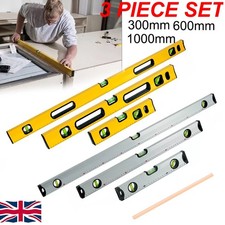 MAGNETIC 3 PIECE BUILDERS BUILDING SPIRIT LEVEL SET - 300, 600, 1000mm UK