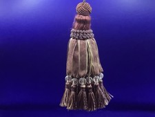 Beautiful Large 11 Inch Damson, Copper, Gold and Crystal Fringed Tassel
