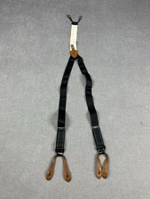 Trafalgar Convertible Braces Solid Navy Blue Brown Leather Accents Suspenders