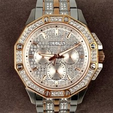 Bulova Octava Quartz Watch 41.5mm Crystal White Dial Two Tone Men's Watch 98C133