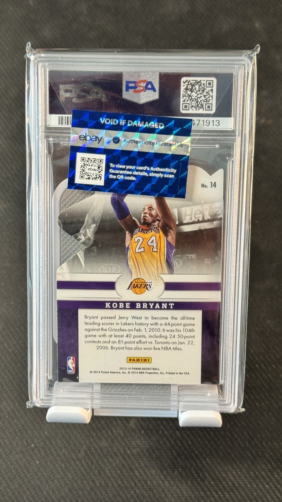 2013 Panini Kobe Bryant DIE CUT Knights of the Round #14 PSA 8 SSP CASE HIT view 2