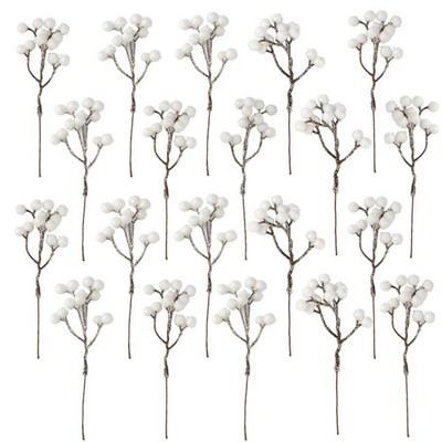 Crafare 36 Pack Artificial Berry Stems 7 Inch White Holly Berry Picks for Chr...