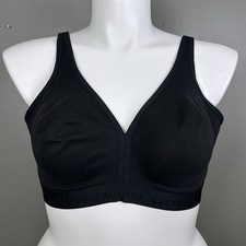 Cacique Cotton Unlined No Wire Bra Size 44C Black Polycotton Full Coverage Logo