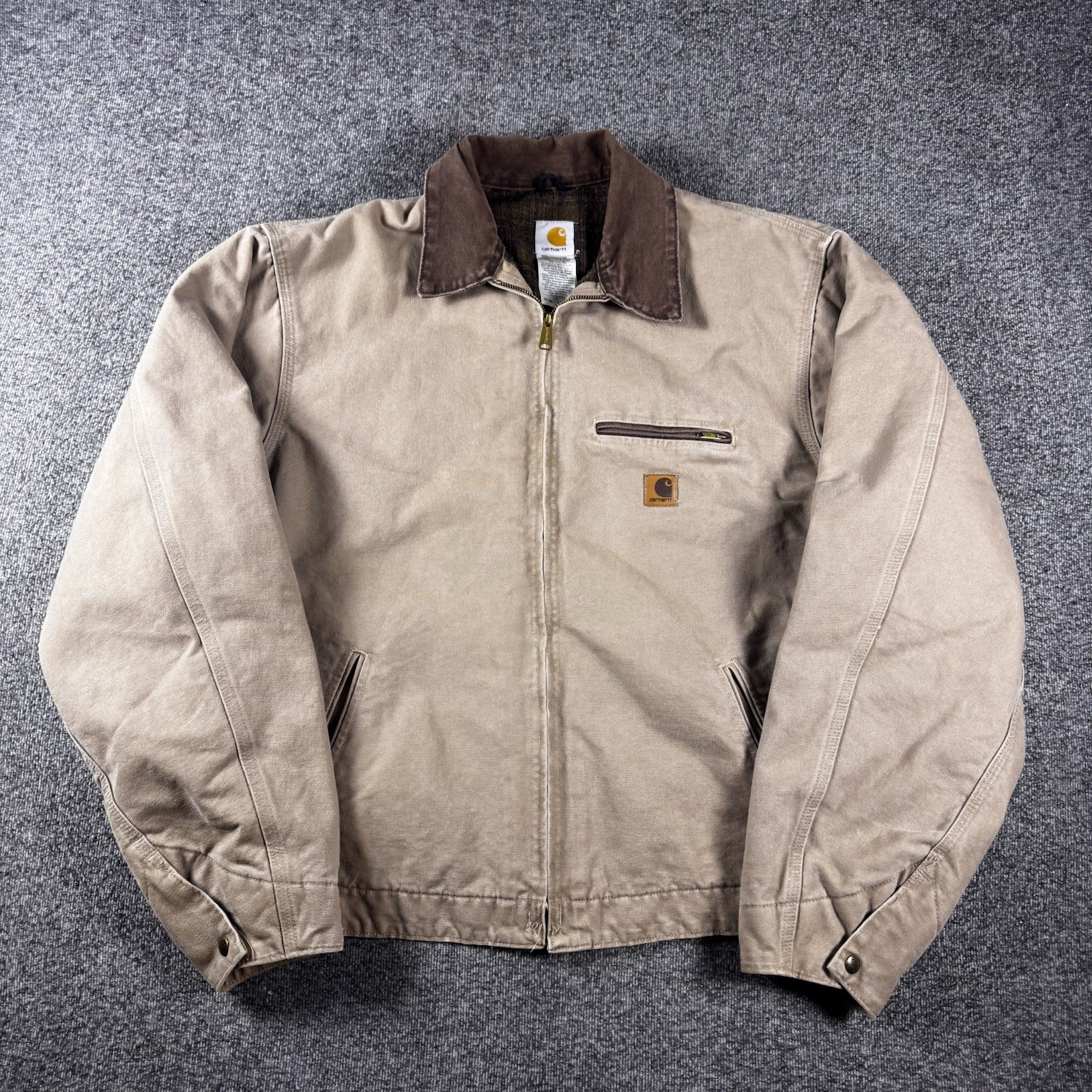 Vintage Carhartt Detroit Jacket Mens 2XL J97 SDL Saddle Brown Blanket Lined