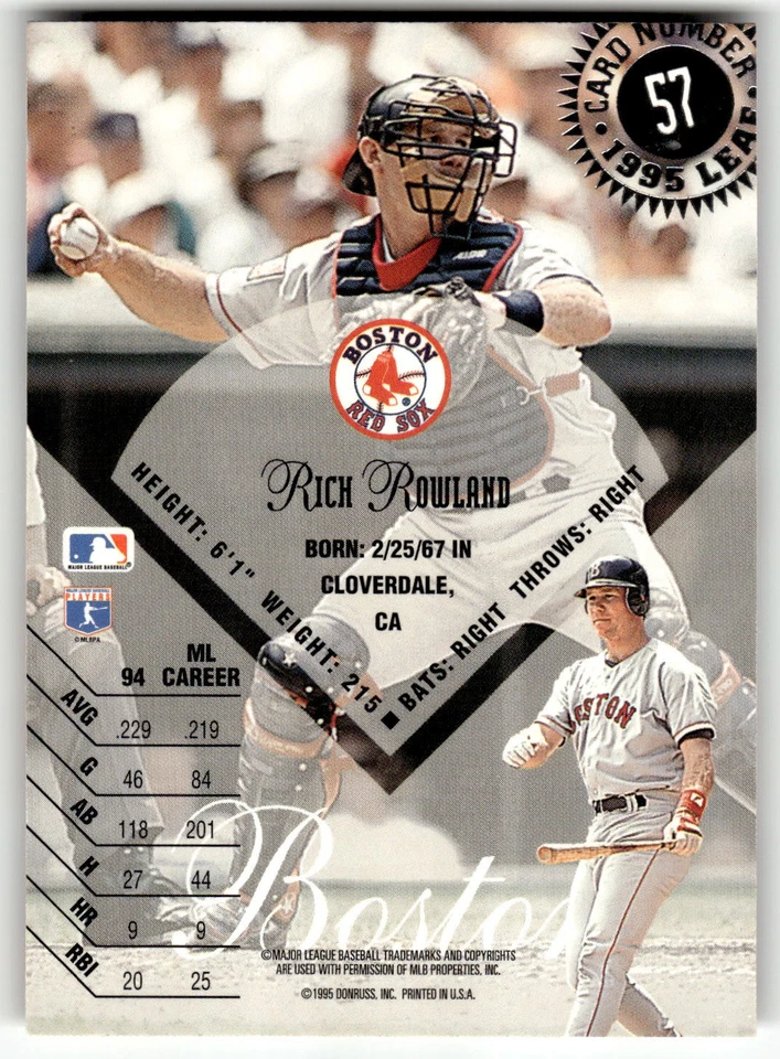 1995 Leaf #57 Rich Rowland - Image 2 of 2