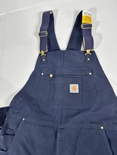 Mens Carhartt Firm Duck Loose Insulated Bib Overalls Blue OR4393-M Large Tall L