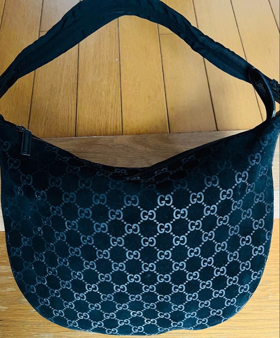 GUCCI GG Shoulder Hand Bag Ziplock Leather Suede Black Silver Hardware Japan thumbnail 16