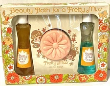VTG 70s Pretty Miss Beauty Bubble Bath Lily Of The Valley Perfume soap Jergens
