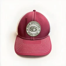 Bass Pro Shops Trucker Hat Adventure Starts Here Maroon BPS Dad Cap Patch Logo