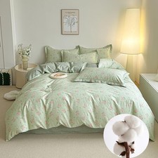 Sage Green Floral Duvet Cover Set Reversible 100 Cotton Duvet Cover Queen 3 PCS