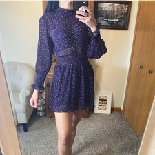 Zara Purple polka dot smocked romper dress