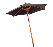2.1m Wooden Garden Parasol Outdoor Patio Umbrella Canopy - Black, White