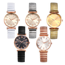 Womens Easy Reader Analog Quartz Stretch Band Wrist Watch Casual Roman Numberals