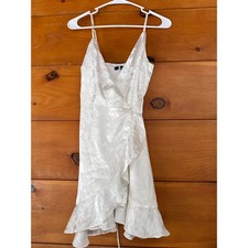 Lulus Dress Adorable Florals White Satin Floral Jacquard Mini Dress Party Sz XS