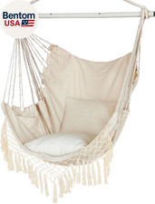 Hammock Chair, Hanging Rope Swing Seat with 2 Cushions,Macrame Hanging Chair Sid