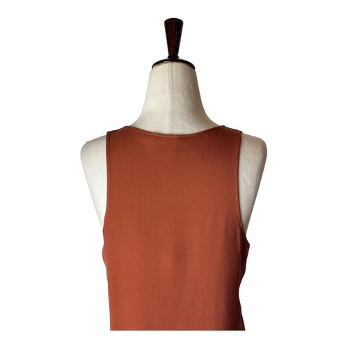 Camiseta sin mangas Theory para mujer pequeña marrón naranja doble Georgette seda concha Apala - Imagen 5 de 10