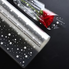 Clear Cellophane Wrap Roll 65 Ft x 23.6 Inch Star Pattern Gift Basket Flower