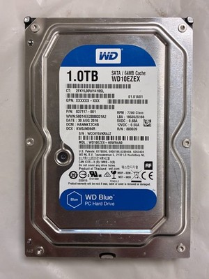 WD10EZEX-60WN4A0 S/N:WCC6Y5VKRAJZ DCM;HANNKT2CHB 1TB 30 Aug 2016 Data Recovery