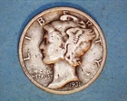 1931-S  Mercury Head Silver Dime  F  **106-6A