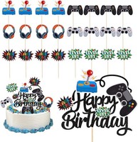 Videospiel Tortendeko Geburtstag, 25 StüCk Geburtstagsdeko Gaming, Cupcake