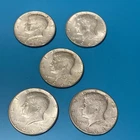 5 of Lot 1964 P Kennedy Half Dollars - Circulated - 90% Silver - see photos