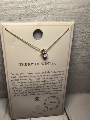 TINY TAGS Snowman 14K Gold ion Plating with Brass Base 2025 New 16''+2''Extender 