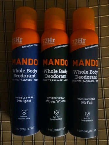 Mando 72 Hr Odor Control Invisible Spray Whole Body Deodorant In 3 Great Scents