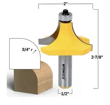 3/4" Radius Round Over Edge Forming Router Bit - 1/2" Shank - Yonico 13168